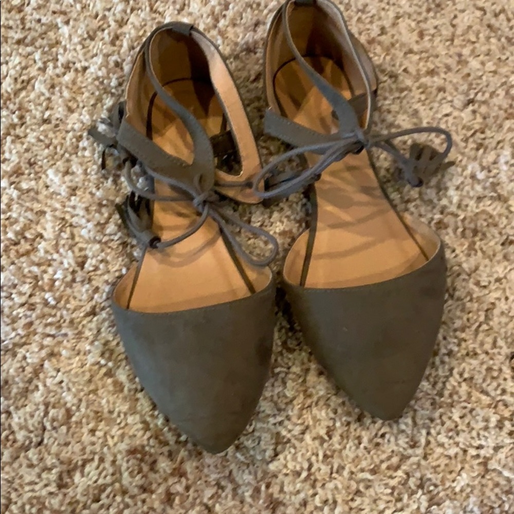 Olive green flats